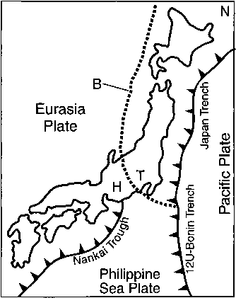 日本本州岛所在的盘子